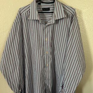 David Donahue Blue and White Dress Shirt